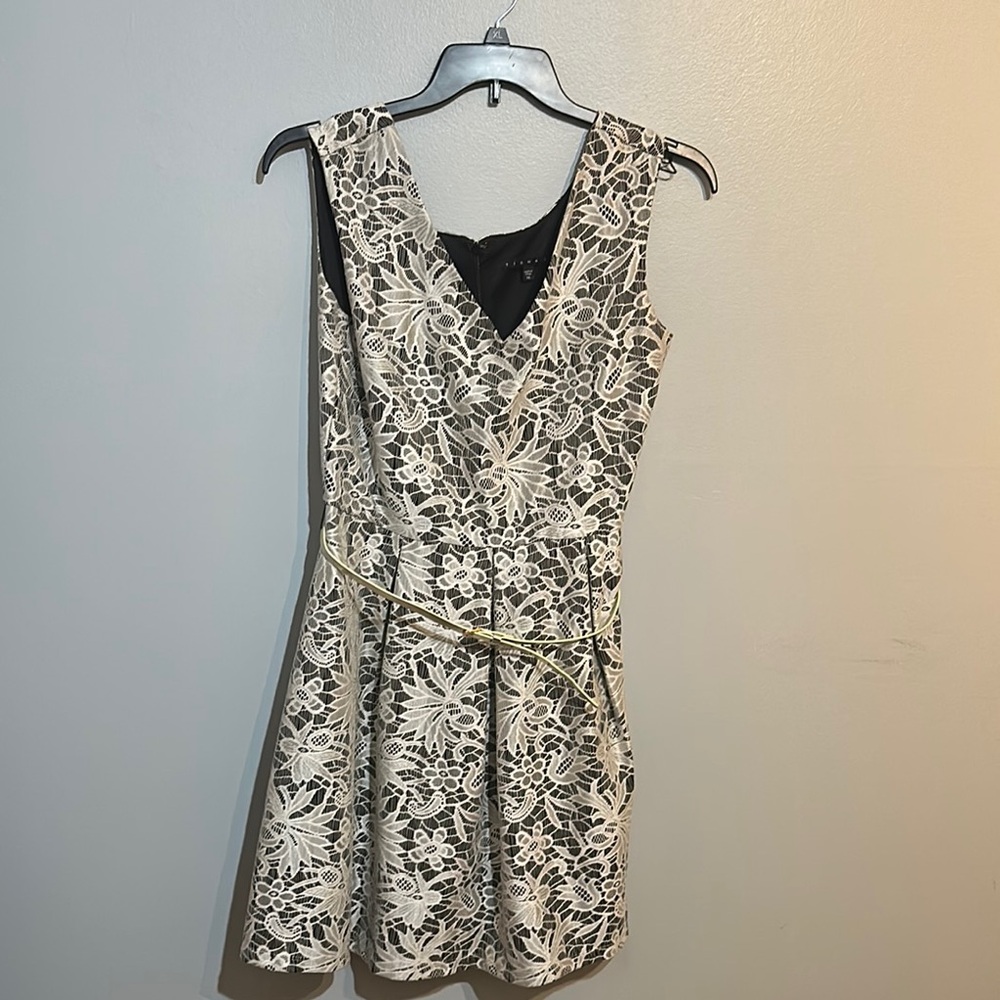 Tiana B. Black and White Sleeveless V-Neck Mini Dress